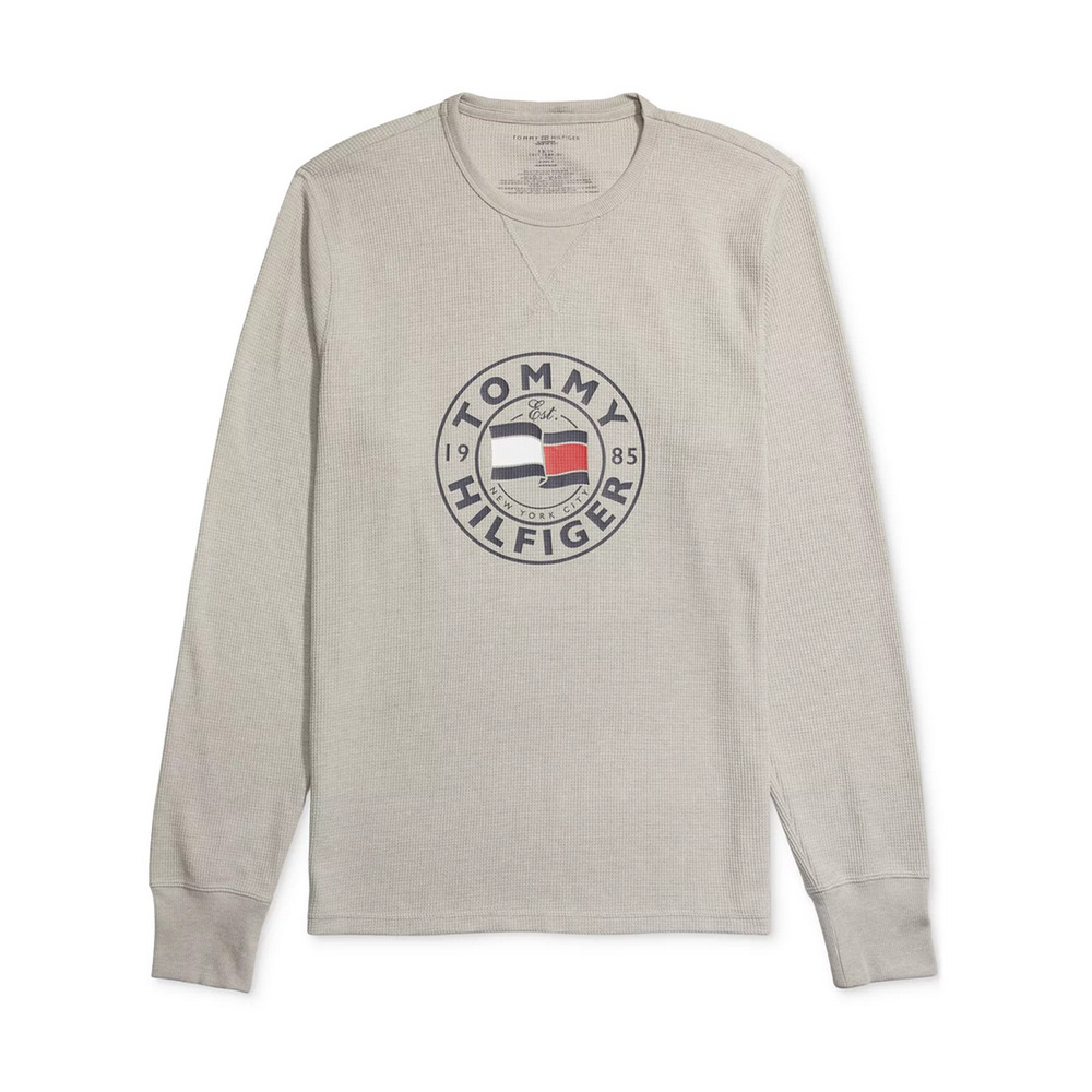 Tommy Hilfiger Thermal Waffle-Knit Pajama T-Shirt Gray Heather Size S 4440